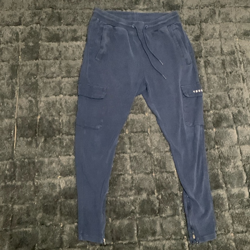 YoungLA Men’s size medium navy blue joggers fitted athletic gym gear
